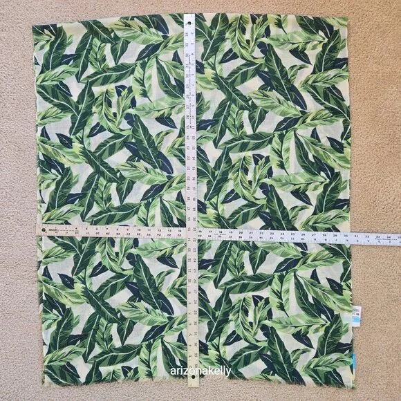 NWT J. McLaughlin Wool Scarf Lightweight Reed Scarf Tropical Palm Leaves - Picture 7 of 9